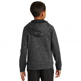 Sport-Tek YST225 Youth PosiCharge Electric Heather Fleece Hooded Pullover - Grey/Black Electric