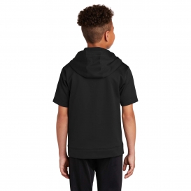Sport-Tek YST251 Youth Sport-Wick Fleece Short Sleeve Hooded Pullover - Black