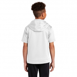 Sport-Tek YST251 Youth Sport-Wick Fleece Short Sleeve Hooded Pullover - White