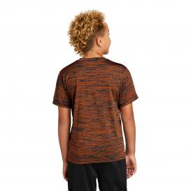 Sport-Tek YST390 Youth PosiCharge Electric Heather Tee - Deep Orange/Black Electric