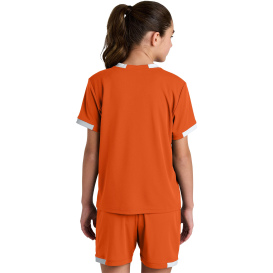 Sport-Tek YST440 Youth Club Short Sleeve Crew - Deep Orange/White