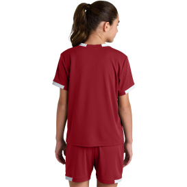 Sport-Tek YST440 Youth Club Short Sleeve Crew - Deep Red/White
