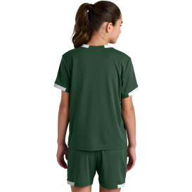 Sport-Tek YST440 Youth Club Short Sleeve Crew - Forest Green/White