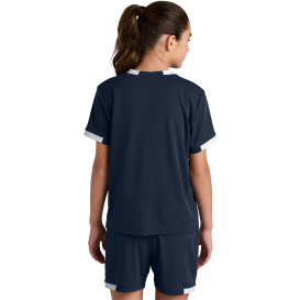 Sport-Tek YST440 Youth Club Short Sleeve Crew - True Navy/White