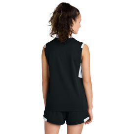 Sport-Tek YST441 Youth Club Sleeveless V-Neck - Black/White