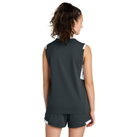 Sport-Tek YST441 Youth Club Sleeveless V-Neck - Iron Gray/White