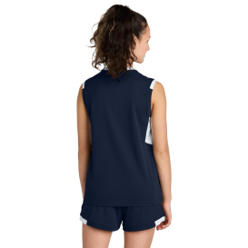 Sport-Tek YST441 Youth Club Sleeveless V-Neck - True Navy/White