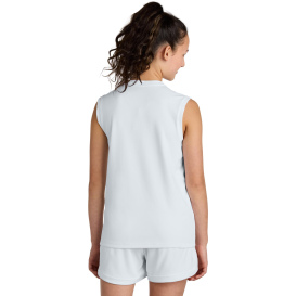 Sport-Tek YST441 Youth Club Sleeveless V-Neck - White/White