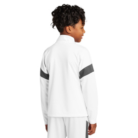 Sport-Tek YST800 Youth Travel Full-Zip Jacket - White/Iron Grey
