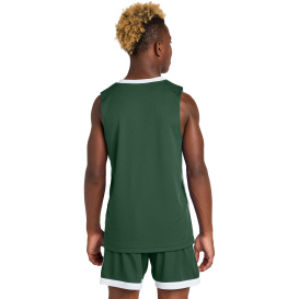 Sport-Tek YST900 Youth Rival Basketball Rev Jersey - Forest Green/White