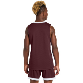 Sport-Tek YST900 Youth Rival Basketball Rev Jersey - Maroon/White