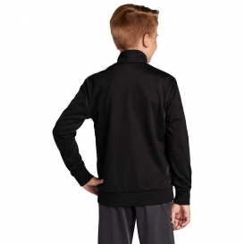 Sport-Tek YST94 Youth Full-Zip Tricot Track Jacket - Black/White