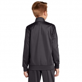 Sport-Tek YST94 Youth Full-Zip Tricot Track Jacket - Graphite Grey/Black
