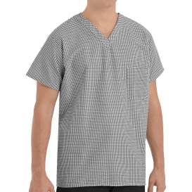 Chef Designs SP08WB Checked V-Neck Chef Shirt - Black/White