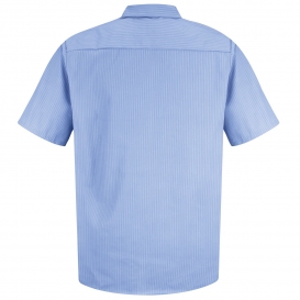 Red Kap SP24 Men\'s DuraStripe Work Shirt - Short Sleeve - Medium Blue/Light Blue Twin Stripe