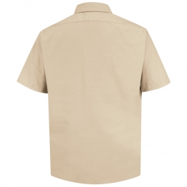 Red Kap SP60 Men\'s Solid Dress Uniform Shirt - Short Sleeve - Light Tan