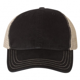 Richardson 111 Garment-Washed Trucker Cap - Black/Khaki