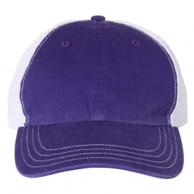 Richardson 111 Garment-Washed Trucker Cap - Purple/White