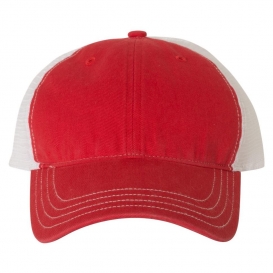 Richardson 111 Garment-Washed Trucker Cap - Red/White