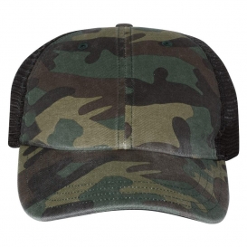 Richardson 111P Washed Printed Trucker Hat - Army Camo/Black