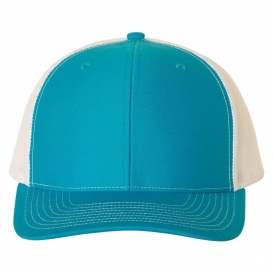 Richardson 112 Snapback Trucker Cap - Cyan/White