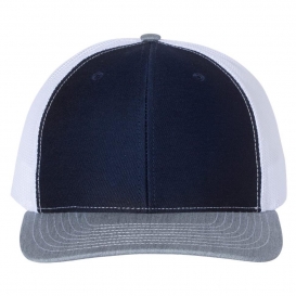 Richardson 112 Snapback Trucker Cap - Navy/White/Heather Grey | Full Source