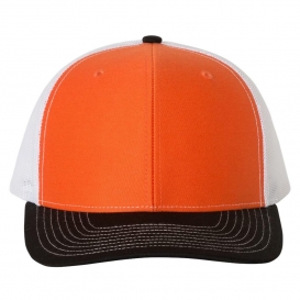 Richardson 112 Snapback Trucker Cap - Orange/White/Black