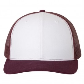 Richardson 112 Snapback Trucker Cap - White/Maroon | Full Source