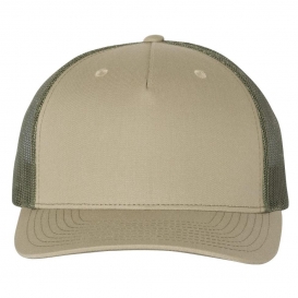 Richardson 112FP Snapback Trucker Cap - Pale Khaki/Loden Green