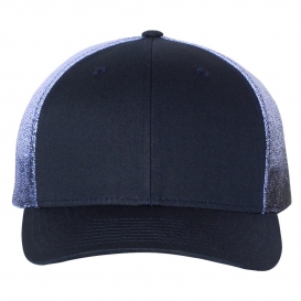 Richardson 112PM Printed Mesh-Back Trucker Cap - Navy/Navy to White Fade