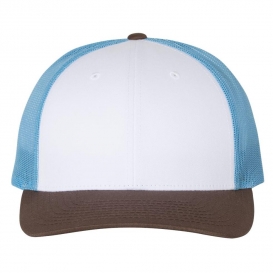 Richardson 115 Low Pro Trucker Cap - White/Columbia Blue/Brown