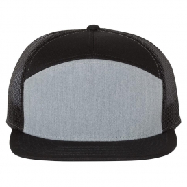 Richardson 168 Seven-Panel Trucker Cap - Heather Grey/Black