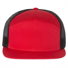 Richardson 168 Seven-Panel Trucker Cap - Red/Black