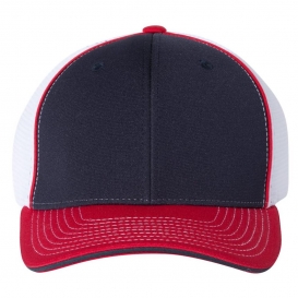 Richardson 172 Fitted Pulse Sportmesh Cap with R-Flex - Navy/White/Red Tri