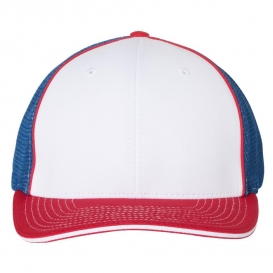 Richardson 172 Fitted Pulse Sportmesh Cap with R-Flex - White/Royal/Red Tri