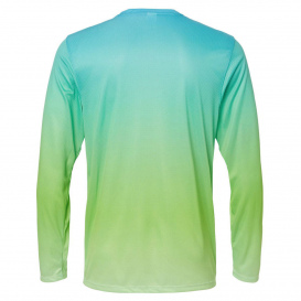 Paragon 225 Barbados Performance Pin Dot Long Sleeve T-Shirt - Aqua Blue/Light Lime