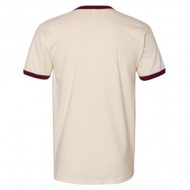 Next Level 3604 Unisex Fine Jersey Ringer - Natural/Maroon