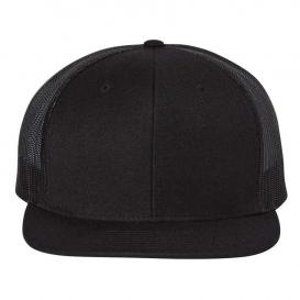 Richardson 511 Wool Blend Flat Bill Trucker Cap - Black/Black