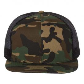 Richardson 511 Wool Blend Flat Bill Trucker Cap - Green Camo/Black