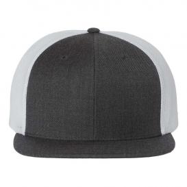 Richardson 511 Wool Blend Flat Bill Trucker Cap - Heather Charcoal/White