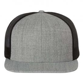 Richardson 511 Wool Blend Flat Bill Trucker Cap - Heather Grey/Black