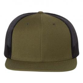 Richardson 511 Wool Blend Flat Bill Trucker Cap - Loden/Black