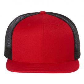 Richardson 511 Wool Blend Flat Bill Trucker Cap - Red/Black