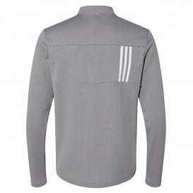 adidas A482 3-Stripes Double Knit Quarter-Zip Pullover - Grey Three/White