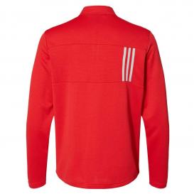 adidas A482 3-Stripes Double Knit Quarter-Zip Pullover - Team Collegiate Red/Grey Two