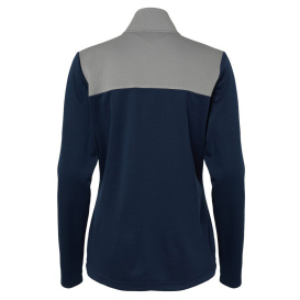 adidas A529 Women\'s Textured Mixed Media Full-Zip Jacket - Collegiate Navy/Grey Three