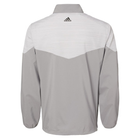 adidas A546 Heather Chevron Quarter-Zip Wind Pullover - Grey Three/Grey Three Heather