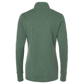 adidas A555 Women\'s 3-Stripes Quarter-Zip Sweater - Green Oxide Melange