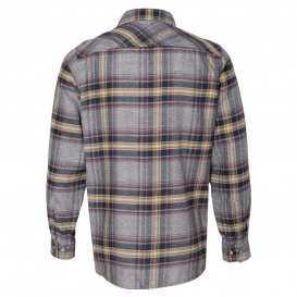 Burnside 8219 Snap Front Long Sleeve Plaid Flannel Shirt - Light Grey