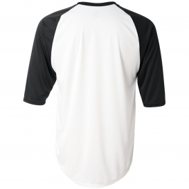 Badger Sport 4133 B-Core Three-Quarter Sleeve Baseball T-Shirt - White/Black